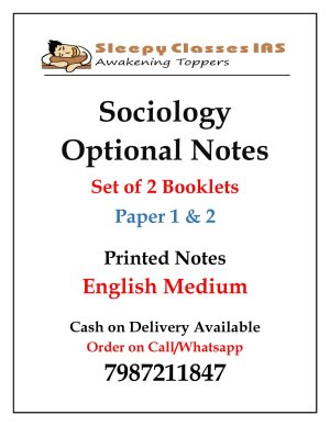 Sleepy Classes IAS Sociology Optional Printed Notes | Spiral Bound Format | English Medium